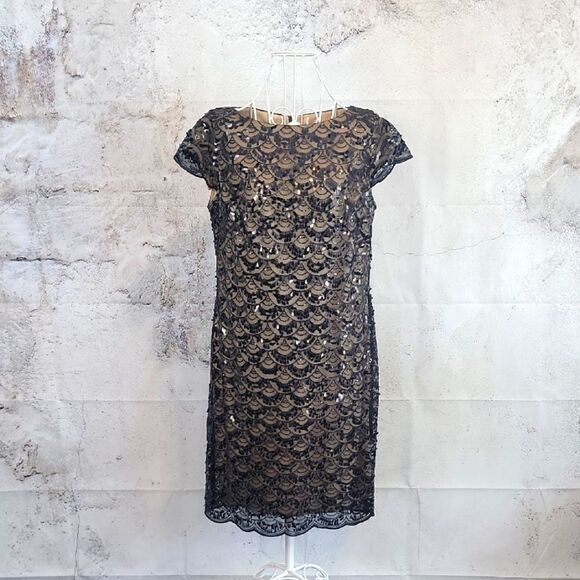 Jessica Howard Sequined Evening Dress - Black Womens Size 6 - Picture 1 of 10